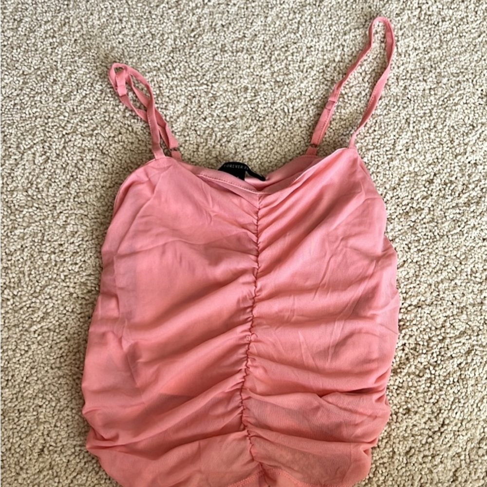 Scrunched pink tank top